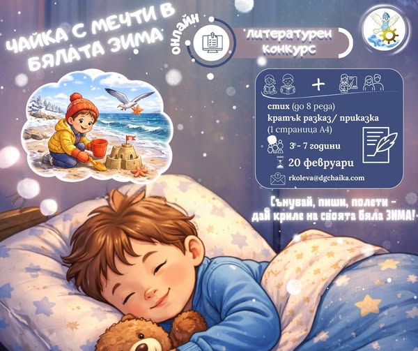 Плакат ''Чайки с мечти в бялата зима''