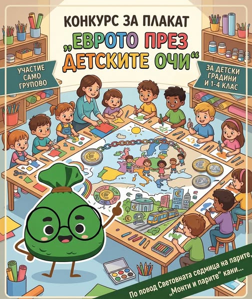 Плакат ''Еврото през детските очи''