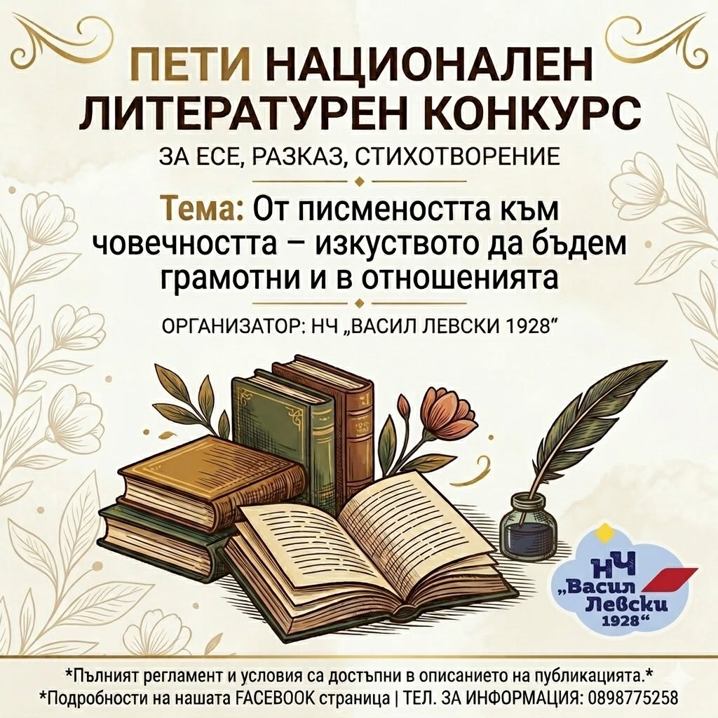 Плакат за пети национален литературен конкурс