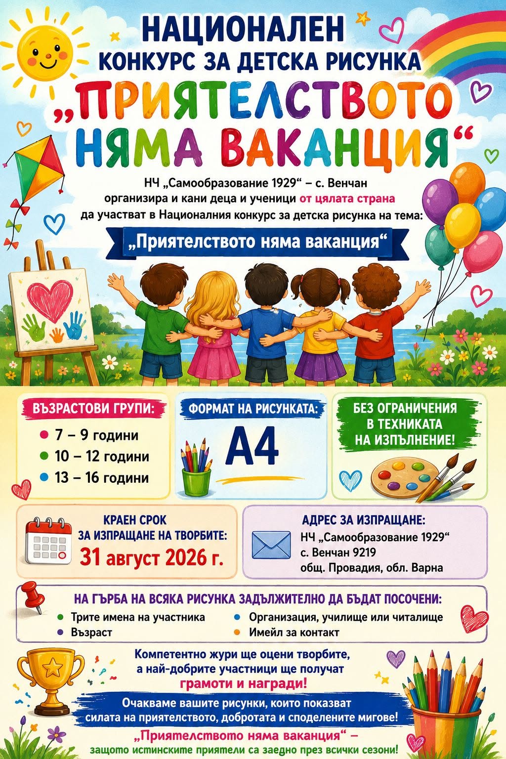 Плакат ''Приятелството няма ваканция''
