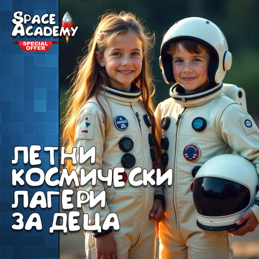 Плакат за летни космически лагери за деца