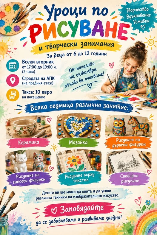 Плакат ''Уроци по рисуване в Севлиево''